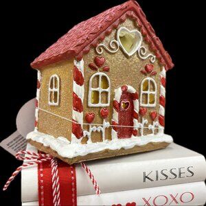 VALENTINE's Day Christmas Glitter LED Light Up Gingerbread House Decor New